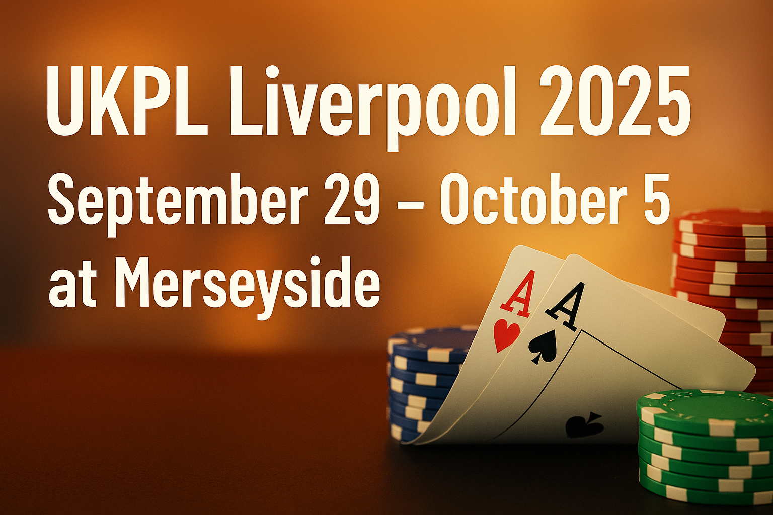 UKPL Liverpool 2025 poker event with cards and chips.
